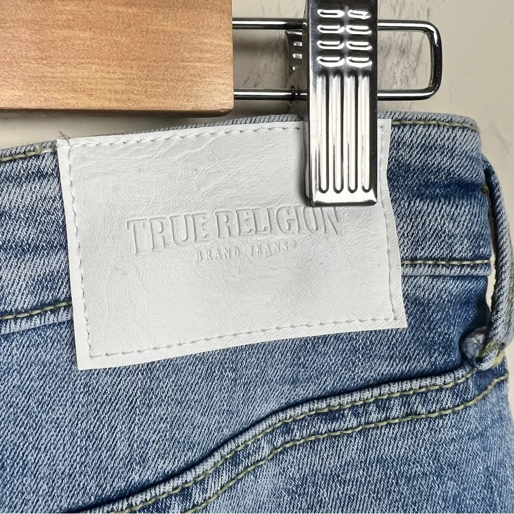 True Religion Starr Jeans Women Mid Rise Cropped Straight Bite Out Hem 30